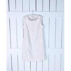 Vintage 90s ivory tapestry floral knee length sleeveless cocktail dress